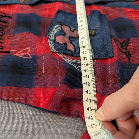 Desigual Women's Embroidered Plaid Shirt - Size S - Picture 9 of 14